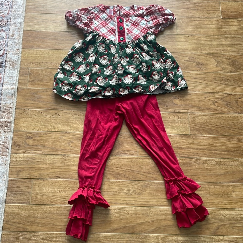 Ricrac and ruffles Santa Plaid Christmas Set